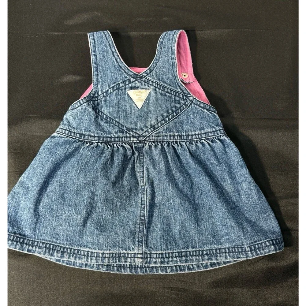 Baby Girl Vintage OSHKOSH Denim Overall Dress Size 3-6 months